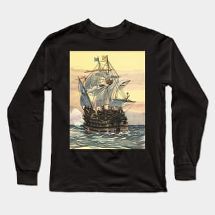 Pirate Ship Sailing on the Ocean Long Sleeve T-Shirt